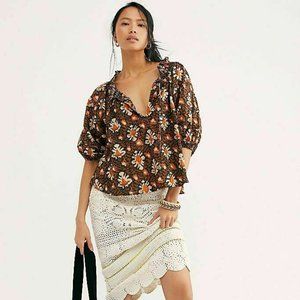 Free People Willow Peasant Oversized Blouse Top XS